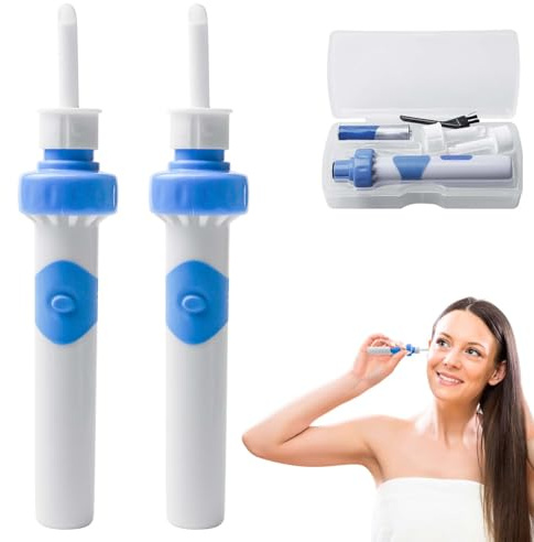 2 Stück Oroclear Ohrenschmalz-Sauger, Podomax Oroclear Ohrenschmalz-Reiniger Mit 2 Waschbaren Ersatzköpfen Und Batterie, Sicheres Und Weiches Ear Cleaner AbsauggeräT FüR Und Erwachsene