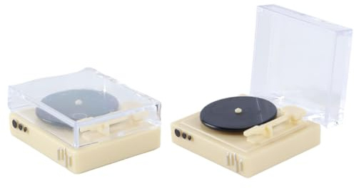 Ausi Tourne-disque miniature rétro à l'échelle 1:12, modèle de simulation, accessoires de meubles pour maison de poupée avec couvercle rabattable, matériau en plastique acrylique