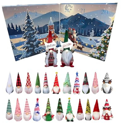 Wichtel Adventskalender 2025, 24 Tage Adventskalender Weihnachten Countdown Kalender Mit 24 Stück Sammlerstück Wichtel Puppen AnhängerFür Festtisch Kaminsims Fensterbank