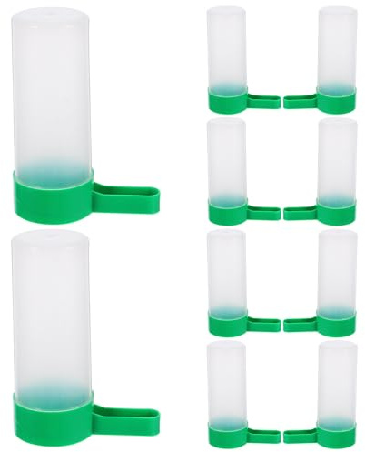MUELODSIC Comederos Automáticos Adecuado para Alimentación 10 para Pájaros y Loros Diseño Hueco en Plástico Verde Fácil de Instalar Paquete de 10 Piezas para Aves Pequeñas y Medianas