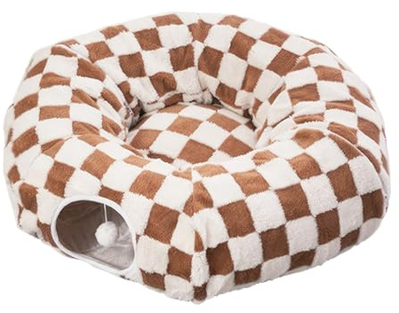 Ahuuen Katzentunnel Bett | Abnehmbares Nest Mit Ball | Katzenhöhle Donut Tunnel - Für Kleine Tiere, Hunde Und, Innenbereich, Wohnzimmer, Balkon, Wohnung, Studentenwohnheim Und Winter