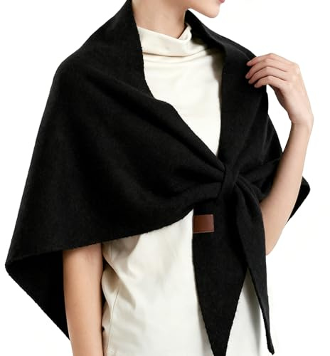 Uvwxba Pashminas for Women Knitted Warm Elegant Winter Cardigan Shawl (Black)