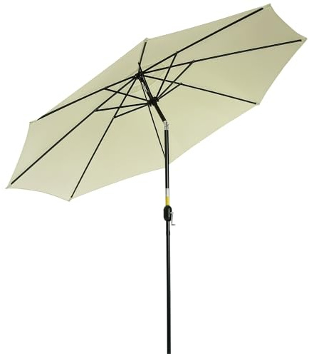 Outsunny Parasol de jardin extérieur Parasol droit inclinable Ø 3 m en Polyester 180g/m² manivelle inclinable Beige