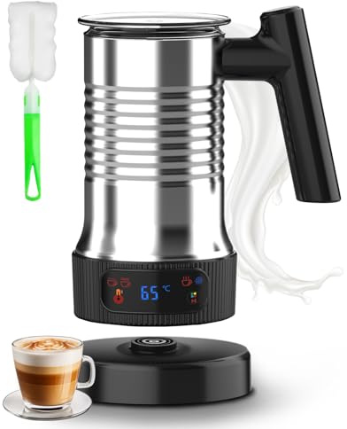 Milk Frother Electric, 4-in-1 Automatic Hot Chocolate Maker, 500W Milk Frother & Steamer with Handle, Auto Shut-Off & Quiet, Hot & Cold Foam Maker，for Valentine's Day Gift for Latte and Coffee Lovers