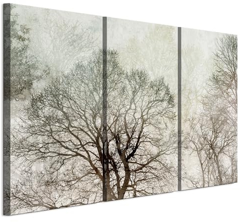 LUMASOUL Wandbilder 3er Set für Wohnzimmer Baum 90x60 cm | 3-teiliges Leinwandbild für Schlafzimmer, Flur, Büro und Küche