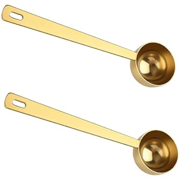 2 Pcs Gold Stainless Steel Measuring Scoop,Coffee Ritual Scoop Measure | for Collagen Supplements Ground Coffee Tablespoon Scoops Protein Powder Espresso Sugar(15ml),Durable Approximate Measure