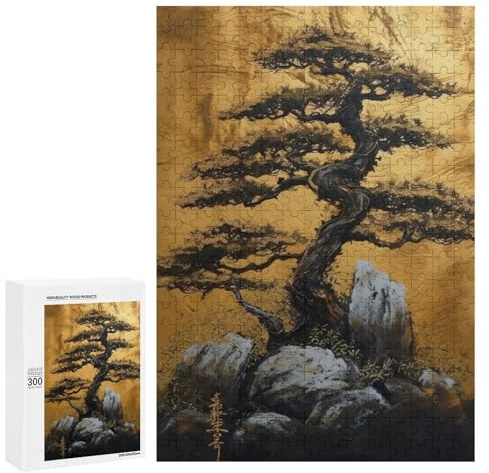 Golden Bonsai Tree, 300 PCS Jigsaw Puzzle for Adults, New Year Decoration, for Screen-Free Relaxation at Home