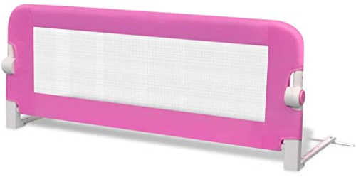 vidaXL Toddler's Pink Safety Bed Rail measuring 102 x 42 cm - Foldable and Lightweight with Durable Polyester and Metal Framework