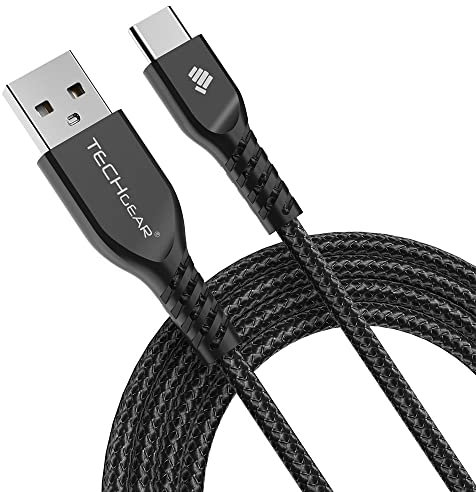 TECHGEAR Cavo USB C - Duro Cavo di Ricarica e Sincronizzazione lungo 2 metri - Compatibile con Samsung S21 S20 S20 FE A12 A02s A52 A32 A71 Note 20 Ultra, Motorola, Oppo, Xiaomi, OnePlus [Nero]