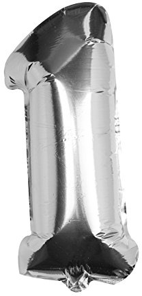 Ginger Ray Individual 16 Silver Number 1 Party Balloon Decoration No Helium Needed Pick and Mix