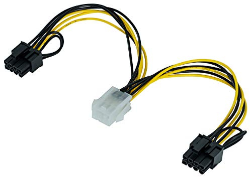 POPPSTAR 1x Cable tarjeta grafica adaptador de 6 pin a 8 pin (cable alimentacion PCIe splitter 1x hembra de 6 polos a 2x machos de 6+2 polos), 20cm