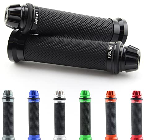 Area1 Universal Motorcycle Scooter Handlebar Grips Black 2 Pieces 22/24 mm for e.g. Duke SMC/R MT07/09/125 Z900/650/500/125 YZF CMX CB500 Hornet SV650 GSXS/R GSF TPH NRG Speedfight Jetforce Runner
