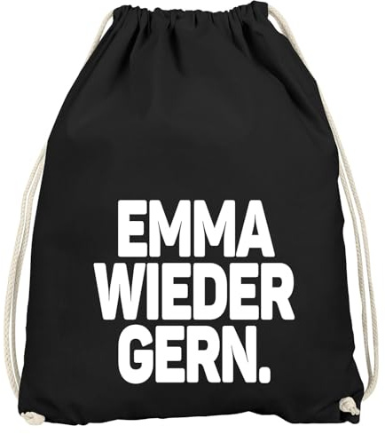 MoonWorks® Turnbeutel Spruch lustig Emma wieder gern Stoffbeutel Gymbag Drogen Drugs Schwarz unisize
