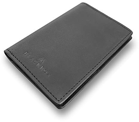 BLACKROX Kreditkartenetui RFID Echtleder, Vergleichssieger 2026 RFID Blocker, Mini Geldbörse Herren und Damen, Kleiner Geldbeutel, abgeschirmtes Miniwallet, Smart Wallet, bis zu 12 Karten (Schwarz)