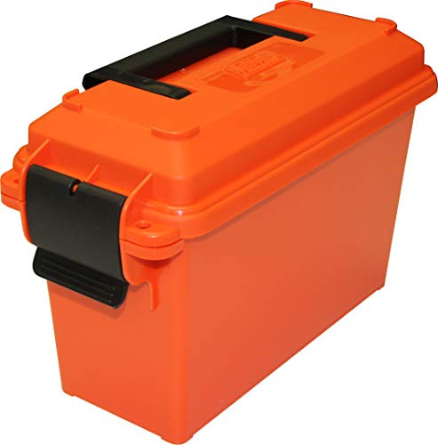 MTM AC30T-35 Ammo Storage Box, 30 Cal Ammo Can, Excellent Field Boxes, Water and Dust Resistant, Lockable Storage Box with Handle, Secures Hunting Gear, Supplies, and Bullets, USA Made, Orange