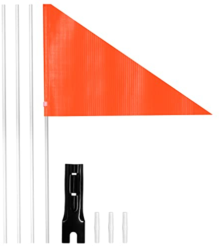 Anley 6Ft Bike Safety Flag with Fiberglass Pole & Mounting Bracket - Adjustable Length, High Visibility & Tear Resistant - Double Sided Bicycle Trailer Safety Flags for Kids & Adults (Orange)