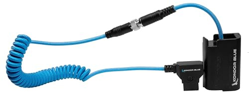 KONDOR BLUE | D-Tap to DMW-BLK22 Coiled Dummy Battery Cable for Lumix S1RII/GH7/S5IIX/GH5/GH6 | 20-36, Ultra-Durable, & Nylon Braided with Reinforced Connectors | Blue