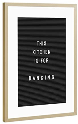 artboxONE Poster mit Rahmen Gold 30x20 cm Letterboard Kitchen Dancing von Hafenkönigin - gerahmtes Poster