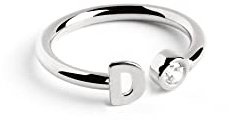 SINGULARU - Anillo Personalizado Letter Diamond Plata - Anillo Ajustable - Plata de Ley 925 con Acabado Baño de Rodio - Talla Unica - Joyas para Mujer - Hecho en España