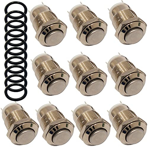 AZDelivery 10 Stück Drucktaster 12V wasserdichte Momentan Druckschalter für Hupenknopfschalter, Türklingelschalter, Netzschalter, elektrische Geräte 12mm Durchmesser Druckknopfschalter