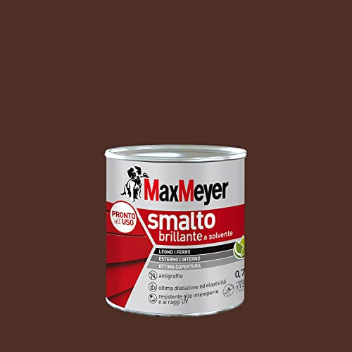 MAXMEYER Smalto a solvente per ferro e legno brillante MARRONE R8016 0,750 L
