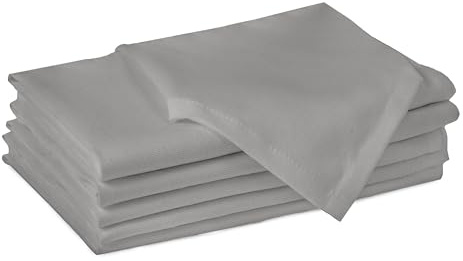Encasa XO Stoffservietten Baumwolle 6er Set 43x43 cm | 180 GSM Baumwollservietten Grau | Waschbar & Wiederverwendbar | Servietten Stoff für Tischdeko, Hochzeit, Restaurant & Alltag