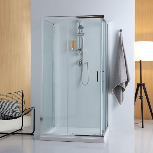 Cabine de douche 3 faces 70x70x70 avec deux côtés coulissants et un côté fixe | Giada