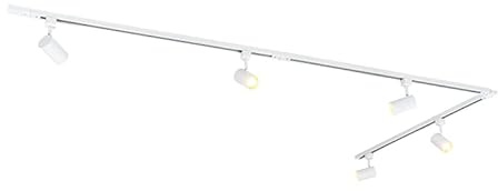 Qazqa Smart led Modern Schienensystem Lampen Komplettset, Schienenbeleuchtung, Deckenstrahler, Deckenspot - Iconic Jeana - Weiß, 2700K - 6500K, dimmbar, 5-flammig, 300cm, Ideal als Küche lampe,