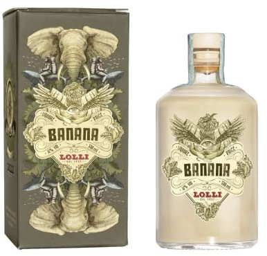 LOLLI Liquore alla banana, Liquore artigianale, bottiglia limited edition in astuccio serigrafato, 500 ml. 16% vol.