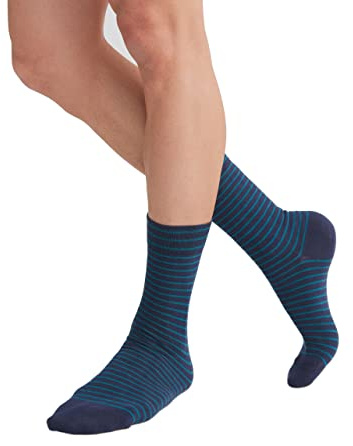 ALBERO NATUR Strümpfe Socken 2 Paar Damen Herren Bio-Baumwolle Geringelt Gestreift 2308 (as3, numeric, numeric_39, numeric_42, regular, regular, indigo-petrol)