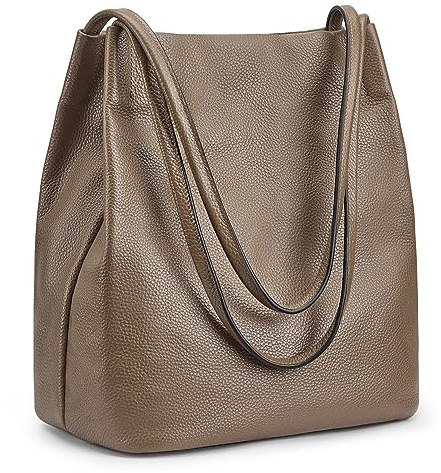 Kattee Damen Handtaschen und Tragetaschen aus weichem Echtleder Schultertasche mit magnetischem Druckknopfverschluss oben