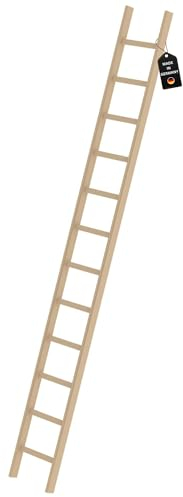 PROREGAL Sprossen-Anlegeleiter Holz ohne Traverse | 12 Sprossen | Leiter, Teleskopleiter, Trittleiter, Bockleiter, Sprossen-Doppelleiter