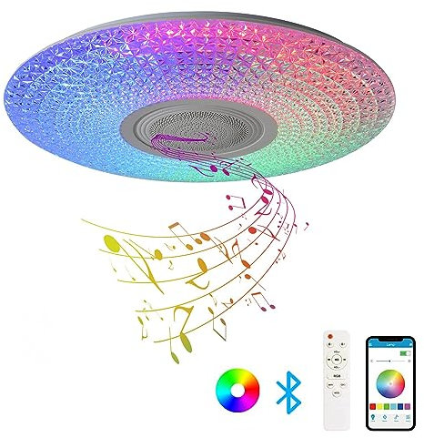 WYQSX Deckenleuchten 36W RGB Deckenleuchte mit Lautsprecher, LED Bluetooth Deckenlampe mit Fernbedienung und APP-Steuerung, Schlafzimmer Kinderzimmer Dimmbar Decke Lampe, Ø40CM