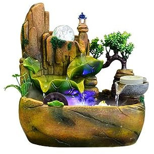 BebeXi Fontana Grande da Giardino Esterno fontanella Zen Piccola Fontana da Tavolo Fontana da Tavolo Nuova Fontana Decorativa da Tavolo con Fontana in Pietra rocciosa in Stile Cinese