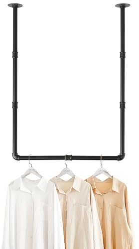 YheenLf Industrierohr Kleiderstange, Abnehmbare Kleiderständer Wandmontage einfache Montage, Platzsparenders Kleiderstange für die Wand für Flur, Wohnzimmer, Schlafzimmer, 1er Set, 69 x 90 cm