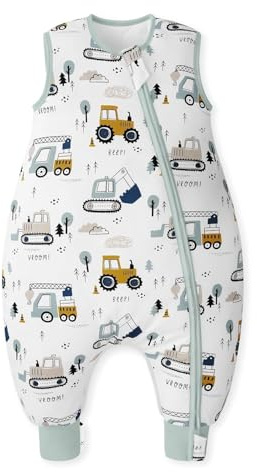 Unnivoll Baby Schlafsack mit Füßen 2,5 Tog Winterschlafsack Baby Baumwolle Schlafsack mit Beinen Babyschlafsack Warm und Weich 70 cm für Jungen Mädchen Bagger