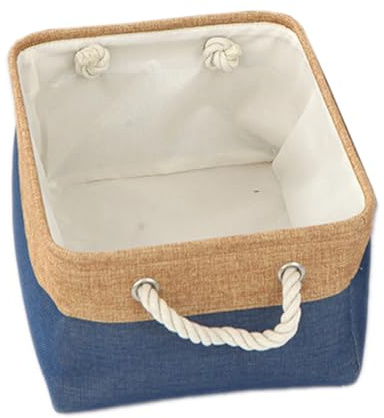 Anevous Boîte de rangement 36x26x16cm, Panier de rangement pliable en tissu avec corde en coton, Boîtes de rangement en tissu pour jouets, étagères, vêtements, placard, Bleu foncé