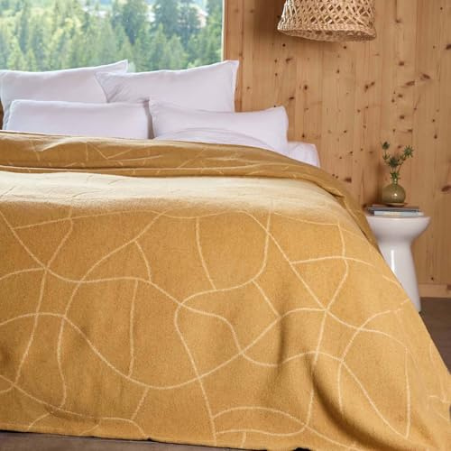 Linnea Couverture en Laine mélangée 240x260 cm Atacama Jaune Ocre
