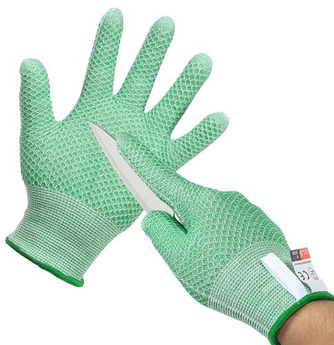PATIKIL Cut Resistant Gloves, Level 5 Protection Cutting Gloves Anti Cut Kitchen Work Glove for Mandolin Slicing Oyster Shucking Whittling Wood Carving, Green, Small