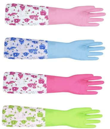 MOLUCKFU 2 Paar Gummihandschuhe Küchenhandschuhe Mit Kordelzug Haushaltshandschuhe Für Spülen Und Reinigung