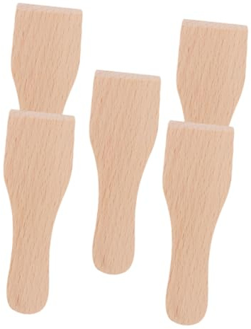 5pcs Spatule à Beurre en Bois Kaki, Racloir Lisse Cuisine | Bavure, Antiadhésif, Lot de 5 Pièces, Usage Pâtisserie et Cuisson, Format Compact
