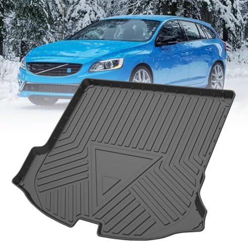 LXBSXY Maßgeschneidert Gummimatte Kofferraumwanne für Volvo V60 2010-2018,Anti Rutsch Matte Auto,Schutzmatte schwarz,Kofferraummatte Zubehör