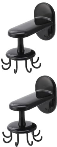 Garneck Rotating Wall Hook 8-Claw Nail-Free Kitchen Utensil Holder Black Multi-Functional Hanging Organizer for Cooking Tools and Measuring Cups