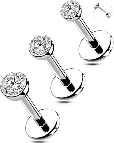 OUFER 20/18G näspiercing kirurgiskt stål 316L trådlös push in piercing näsa Nostril 6/8/10 mm CZ transparent näspiercing näsa pin kroppspiercing, 18G8mm, Rostfritt stål, Kubisk zirkon
