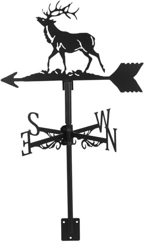 Milisten 2 Pièces Girouette de Noël girouettes pour l'extérieur pluviomètre Lampes solaires en Plein air Girouette pour Toit de Jardin Insert métallique girouette Artisanale Le Fer Black