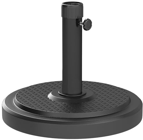 Outsunny Base per Ombrellone da 22 kg, Basamento Rotondo per Ombrelloni Max. Ø2.8 m e Pali da Ø38 mm o Ø48 mm, Nero