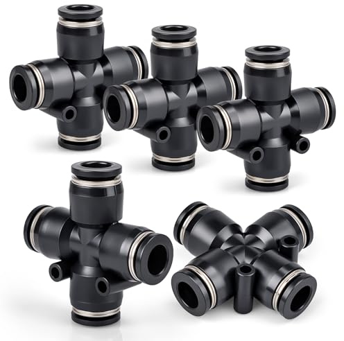 Bwintech 5 piezas Racores rápidos de plástico de 4 vías y 6 mm de diámetro exterior PZA6