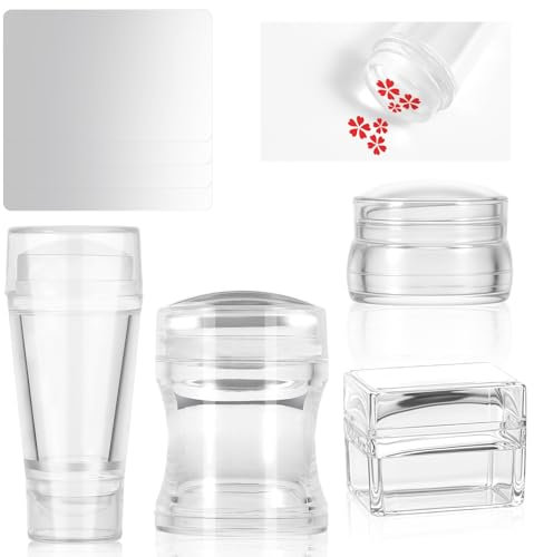 JIYN, 8 timbri per unghie francesi, in silicone, con raschietto, per manicure francese, fai da te