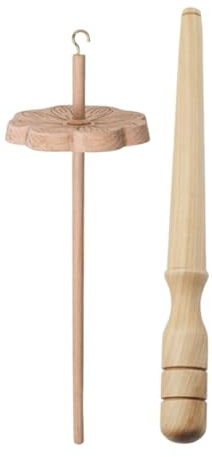 CarpNettore Drop Spindle Hand Carved Crafting Supply with Winder Stick Weaving Spindle Yarn Making Wooden for Woven Crochet Knitted, Without Wool Strips
