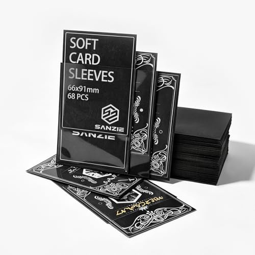 SANZIE Kartenhüllen, glänzend, Kartenhüllen, Kartenhüllen, Sammelkartenhülle, passend für MTG, TCG, PTCG und Magic Game Karten, Schwarz, 68 Stück